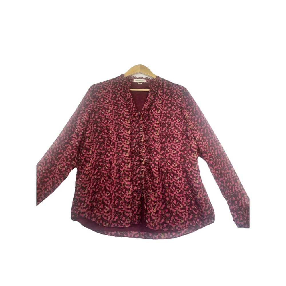 Coldwater Creek Blouse Women's Med Lightweight Office Career Abstract Pink